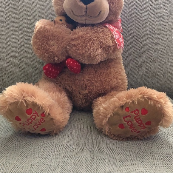 Heads & Tales Valentine Plush Bear and Puppy Love Dog Stuffed Animal Toy Set - Picture 3 of 5
